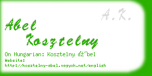 abel kosztelny business card